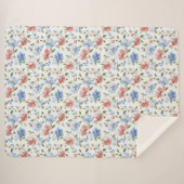 Couverture Sherpa Pretty Red Blue Flowers Birthday (Devant (Horizontal))