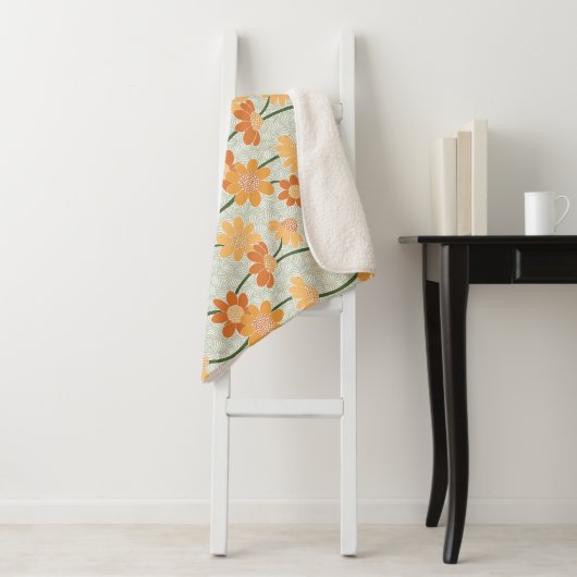 Couverture Sherpa Pretty retro muted 1970 s flowers (En situation)