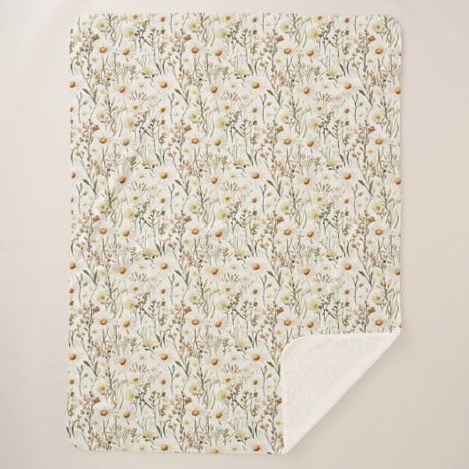 Couverture Sherpa Pretty White Daisy Flowers Birthday (Devant)