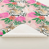 Couverture Sherpa Pretty White Pink Tiger Floral Painting (3/4)