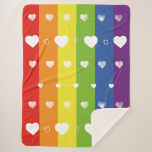Couverture Sherpa Pride arc-en-ciel Coeurs blancs Sherpa Blanket