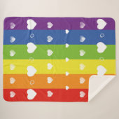 Couverture Sherpa Pride arc-en-ciel | Coeurs blancs | Sherpa Blanket (Devant (Horizontal))
