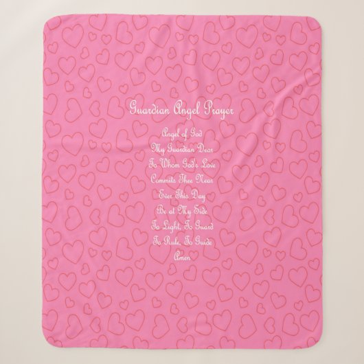Couverture Sherpa Prière de l'ange gardien Rose (Devant)