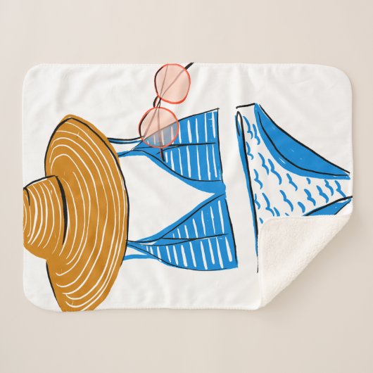 Couverture Sherpa Profitez du soleil - maillot de bain bleu (Devant (Horizontal))
