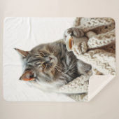 Couverture Sherpa Profitez du thé d'hiver de chat (Devant (Horizontal))