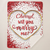 Couverture Sherpa Proposition de mariage des Coeurs rouges Me marier (Devant)