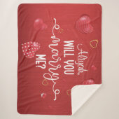 Couverture Sherpa Proposition de mariage Red Wood Hearts (Devant)