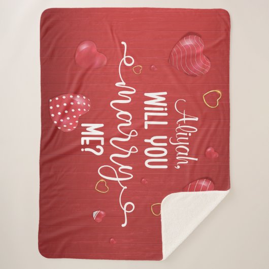 Couverture Sherpa Proposition de mariage Red Wood Hearts (Devant)