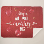 Couverture Sherpa Proposition de mariage Red Wood Hearts (Devant (Horizontal))