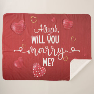 Couverture Sherpa Proposition de mariage Red Wood Hearts
