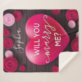 Couverture Sherpa Proposition du Mariage du coeur floral - Me marier (Devant (Horizontal))