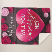 Couverture Sherpa Proposition du Mariage Wood Heart - Me marier (Devant (Horizontal))