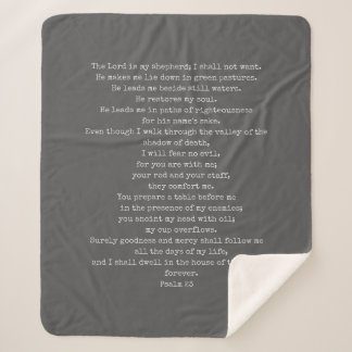 Couverture Sherpa Psalm 23 Charcoal Sherpa Blanket PERSONNALISABLE