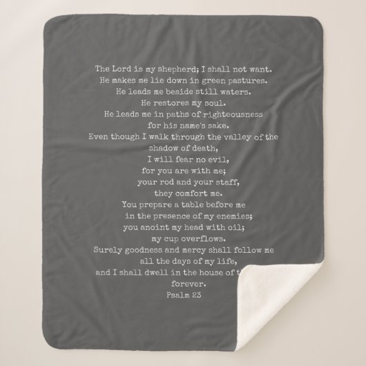 Couverture Sherpa Psalm 23 Charcoal Sherpa Blanket PERSONNALISABLE (Devant)