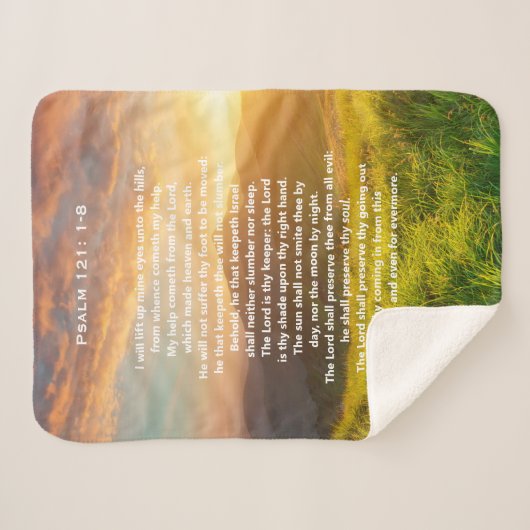 Couverture Sherpa Psaume 121 Écriture Sherpa Blanket (Devant (Horizontal))