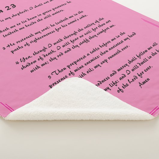 Couverture Sherpa Psaume 23 frontière rose Sherpa Blanket (3/4)
