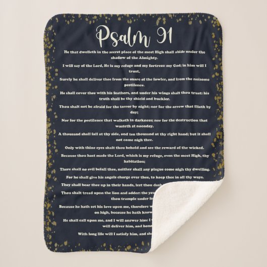 Couverture Sherpa Psaume 91, Bleu, Version King James, Bible Verse (Devant)