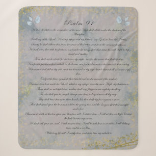 Couverture Sherpa Psaume 91, Ecriture & Eucalyptus Feuilles, Vert