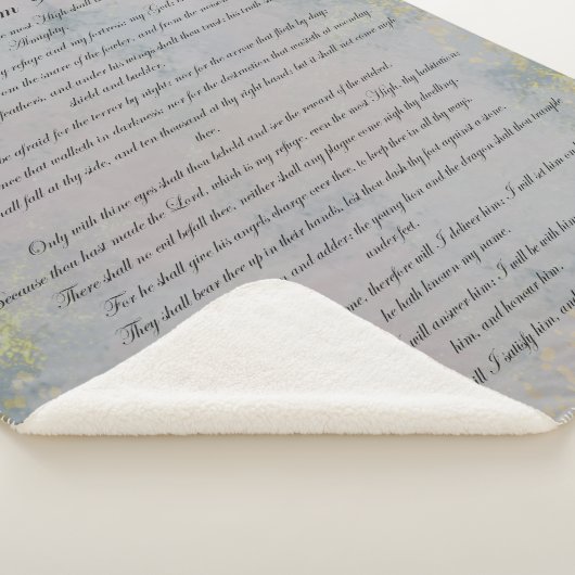 Couverture Sherpa Psaume 91, Ecriture & Eucalyptus Feuilles, Vert (3/4)