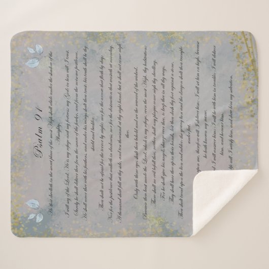 Couverture Sherpa Psaume 91, Ecriture & Eucalyptus Feuilles, Vert (Devant (Horizontal))