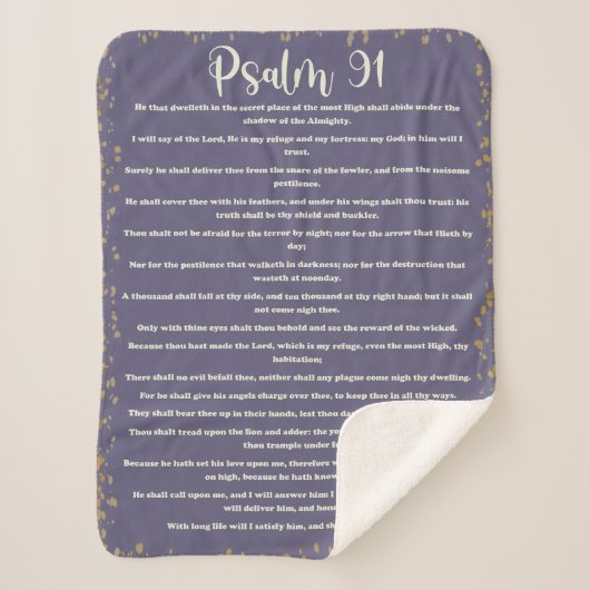 Couverture Sherpa Psaume 91, Purple, Version King James, Bible Verse (Devant)
