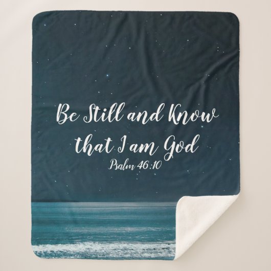 Couverture Sherpa Psaume Be Still and Know I Am God Night Beach (Devant)