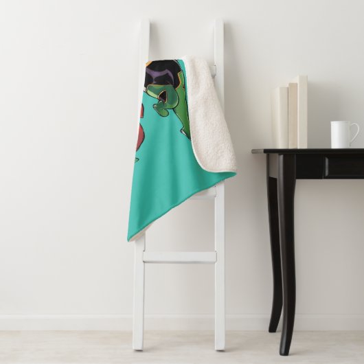 Couverture Sherpa Puce et Lanterne verte (En situation)