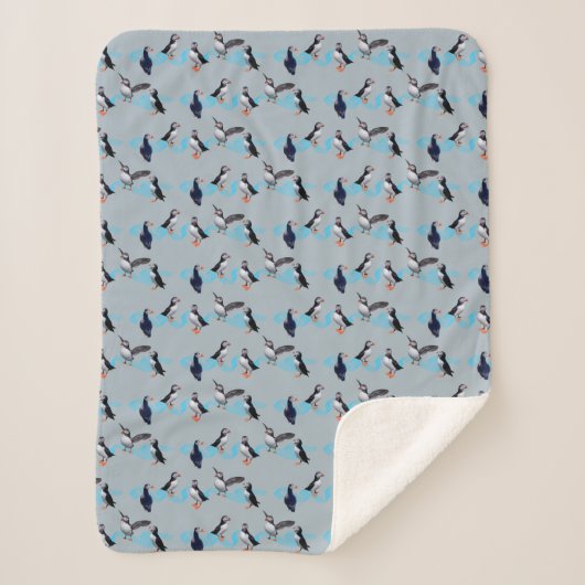Couverture Sherpa Puffin Party (Bleu clair) (Devant)