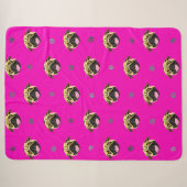 Couverture Sherpa Pug Rose (Devant (Horizontal))