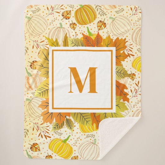 Couverture Sherpa Pumpkins Autumn Fall Harvest Pattern (Devant)