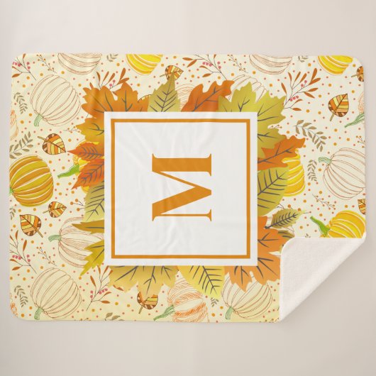 Couverture Sherpa Pumpkins Autumn Fall Harvest Pattern (Devant (Horizontal))