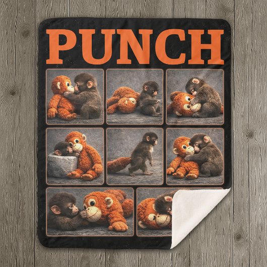 Couverture Sherpa Punch Bébé Singe