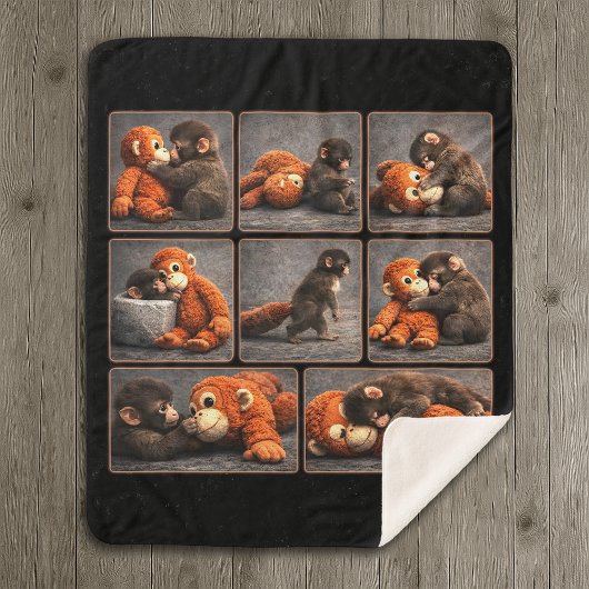 Couverture Sherpa Punch Bébé Singe
