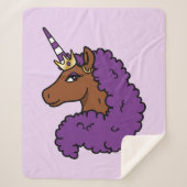 Couverture Sherpa Purple Afro Unicorn (Devant)