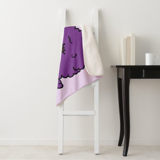 Couverture Sherpa Purple Afro Unicorn (En situation)