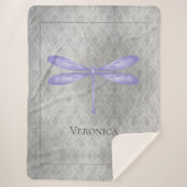 Couverture Sherpa Purple Dragonfly Damask Personnalisé (Devant)