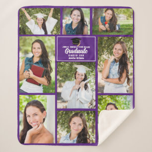 Couverture Sherpa Purple Graduate Photo Collage Graduation