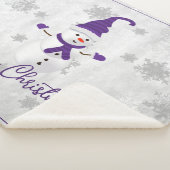 Couverture Sherpa Purple mignonne Snowman Holiday Sherpa Blanket (3/4)
