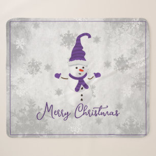 Couverture Sherpa Purple mignonne Snowman Holiday Sherpa Blanket