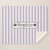 Couverture Sherpa Purple Pastel Stripes Chien Personnalisé Chat Anim (Devant (Horizontal))