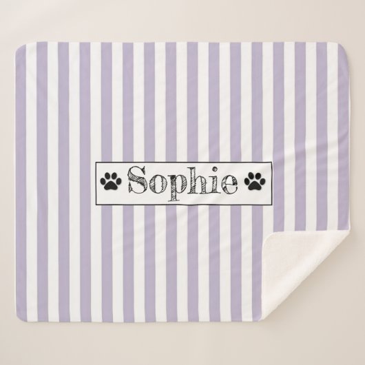 Couverture Sherpa Purple Pastel Stripes Chien Personnalisé Chat Anim (Devant (Horizontal))