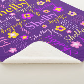 Couverture Sherpa Purple rose jaune fleurs fille Shelby nom personna (3/4)