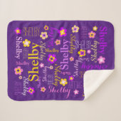 Couverture Sherpa Purple rose jaune fleurs fille Shelby nom personna (Devant (Horizontal))
