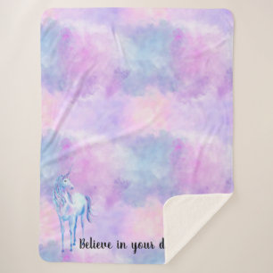 Couverture Sherpa Purple Unicorn Aquarelle Croire