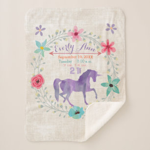 Couverture Sherpa Purple Unicorn Baby Girl Statistiques Watercolor W