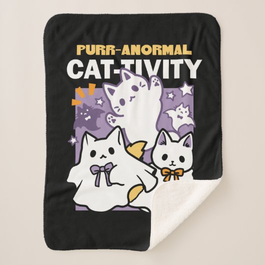 Couverture Sherpa Purr-anormal Cat-tivity - Halloween Cat Design (Devant)