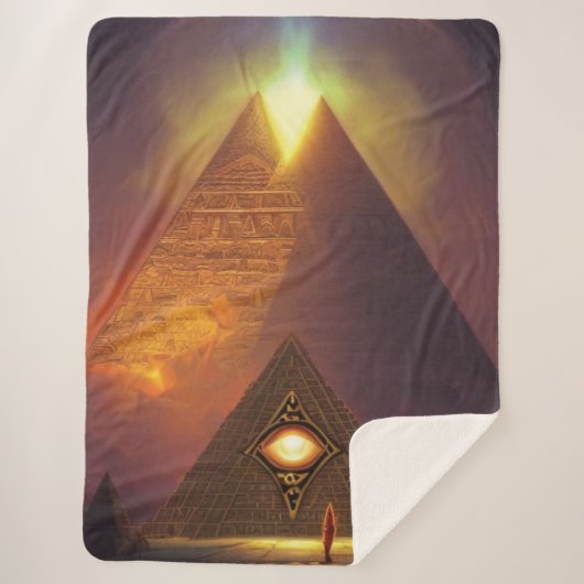 Couverture Sherpa Pyramide des yeux Illuminati Sherpa Blanche (Devant)