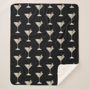Couverture Sherpa Quarantini Martini Cocktail Motif noir