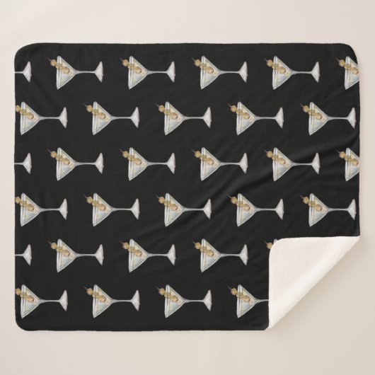 Couverture Sherpa Quarantini Martini Cocktail Motif noir (Devant (Horizontal))