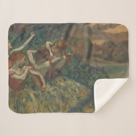 Couverture Sherpa Quatre Danseurs, Peinture impressionniste, Edgar D (Devant (Horizontal))